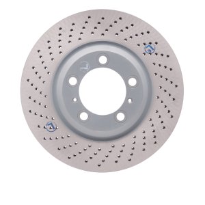 Porsche 911 Brake Rotor (1) - Left Front - R1 Concepts - Drilled Carbon Alloy GeoMET - `02-`08